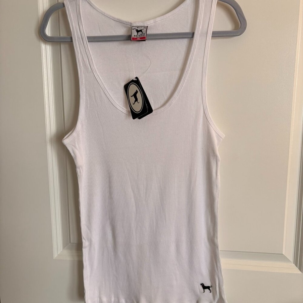 Never worn! White Black Dog Tank Top